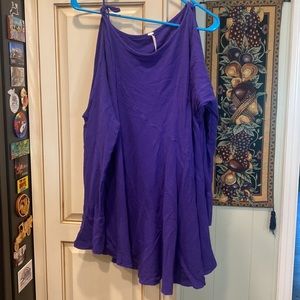 Free People Purple Asymmetrical Long Sleeve Cold Shoulder Tunic Size Medium